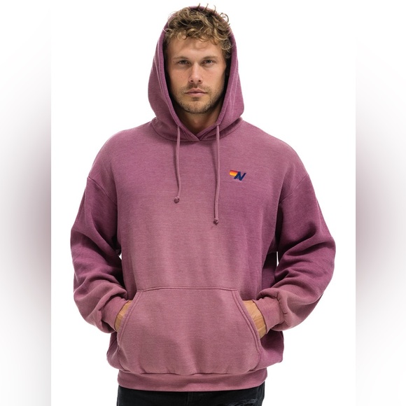 Aviator Nation ESSENTIAL RELAXED PULLOVER HOODIE - FADED BERRY NWT MSRP $180 S - Picture 2 of 7